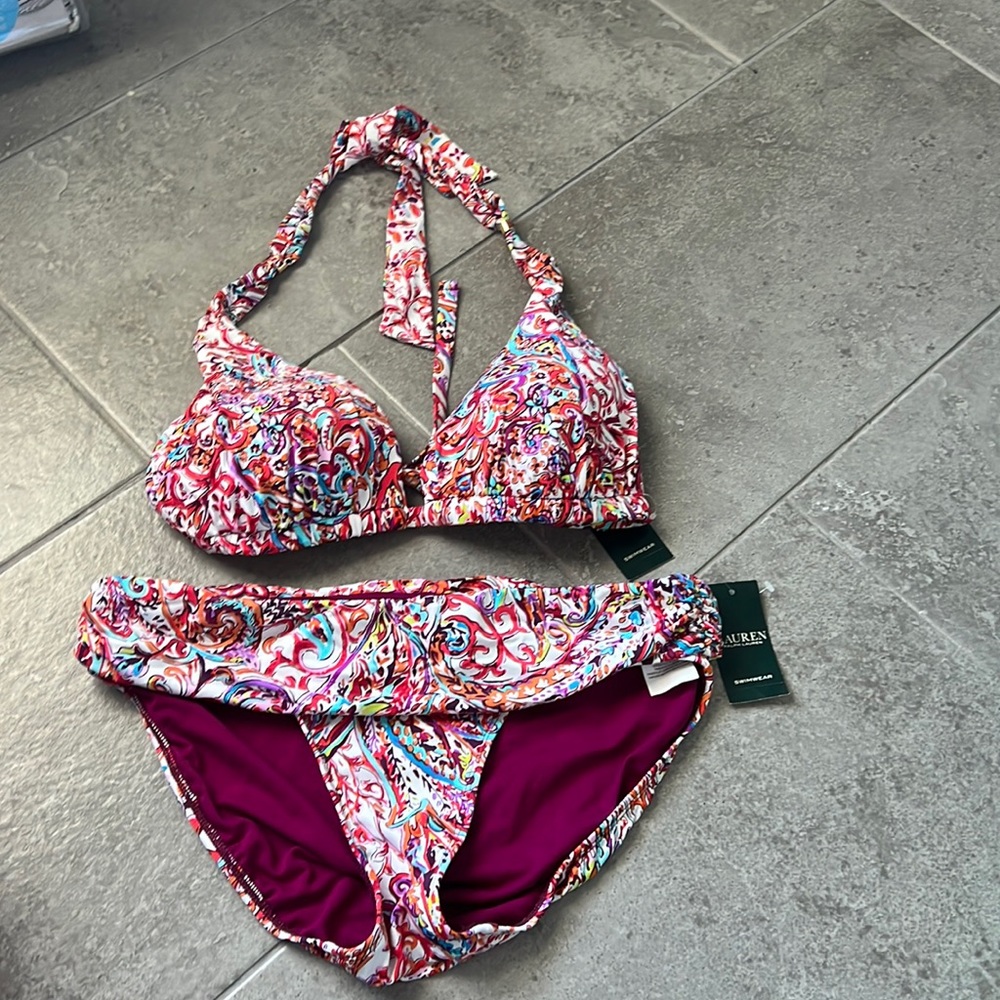 Ralph Lauren two piece multi color bathing suit